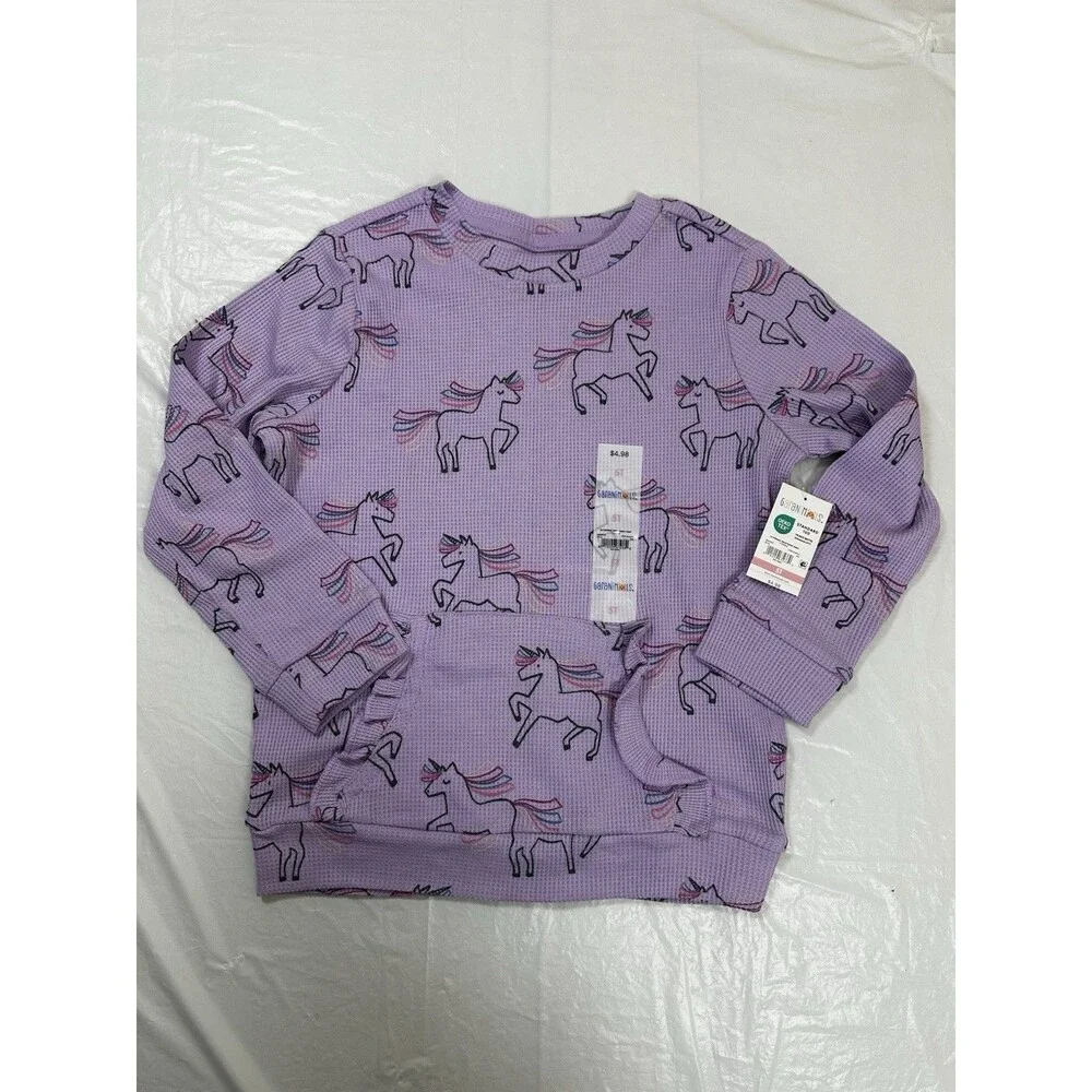 Garanimals 2 Piece Set Size 5T Purple Unicorn Long Sleeves Textured